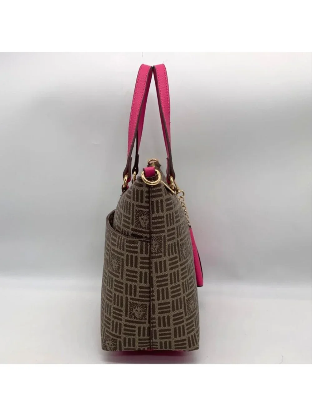Anne Klein Alex Varsity Tan and Pink Tote Bag